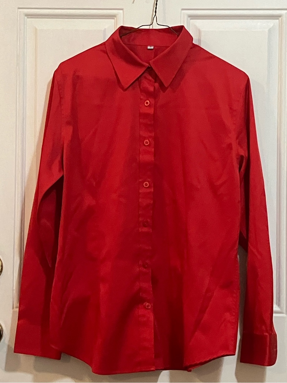 Hearain Red Long Sleeve Button Down Blouse Size Small - Picture 1 of 5